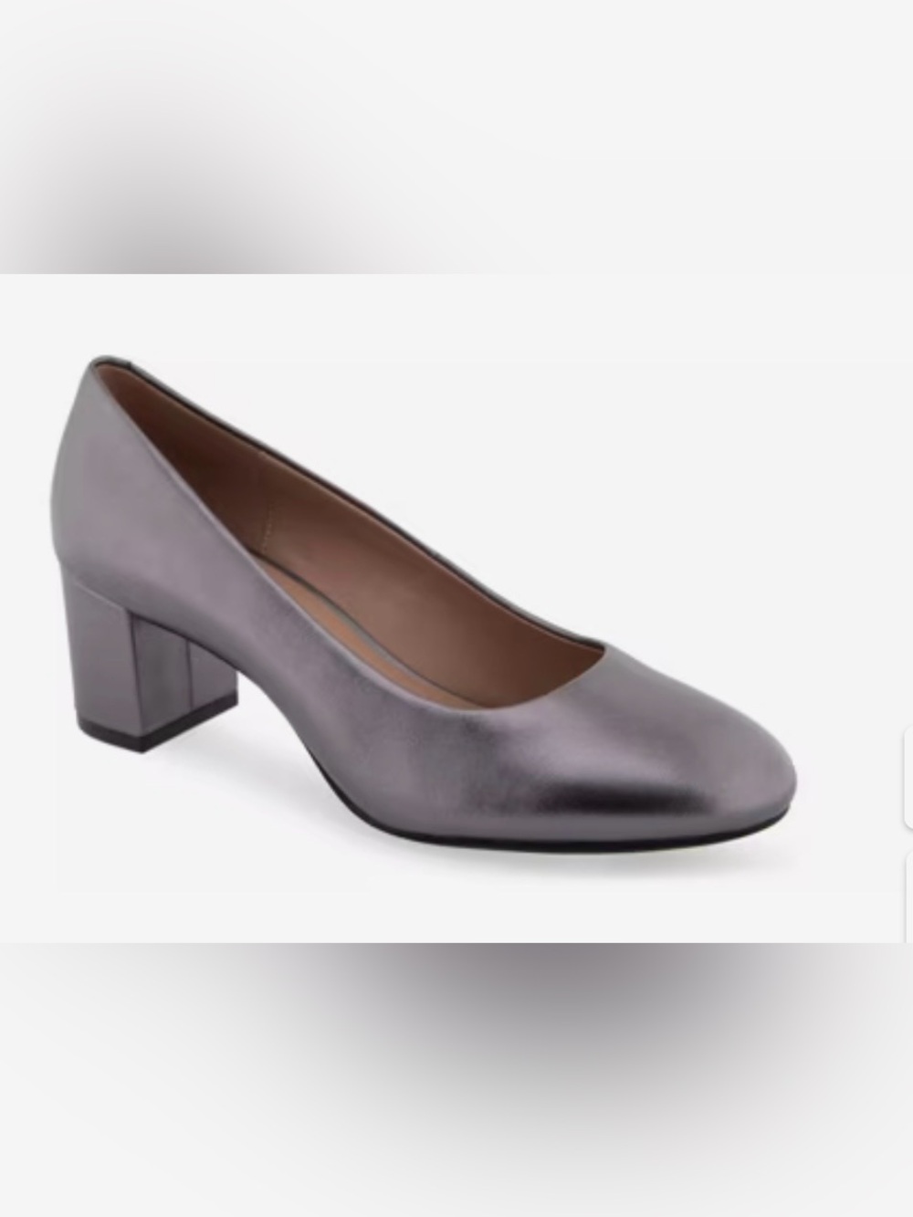 Aerosoles block heel pumps Round toe, arch support, padded. Silver metallic 10.5 - Picture 3 of 12